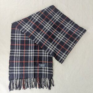 Authentic Burberry Lambswool Scarf Blue – Unisex Check – Pre-Owned – Fast Ship